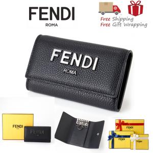 FENDI ブラック レザー キーケース フェンディ FENDI キーケース レザー 黒