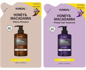 【シャンプー+トリートメント詰替えセット】KUNDAL(クンダル) ハニー＆マカダミア ネイチャーイランイラン 各430ml(4582356612053-060)【