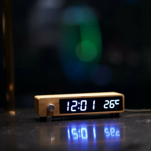インテリア 目覚まし時計 おしゃれ 置き時計 デジタル時計 和風 LED Qi 対応 スマホワイヤレス充電 卓上 デジタル (人気天然竹製) 　　　