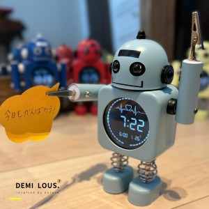 置き時計 目覚まし時計 かわいい デジタル ロボット 置き物 ユニーク 静音 お祝い 子供が喜ぶ プレゼント 5色 メモクリップ (水色)