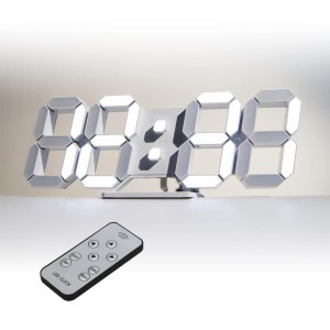 KOSUMOSU デジタル時計 LED 壁掛け 置き時計 明るさ自動感応 3D LED CLOCK 目覚まし時計 10インチリモコン付きナイトランプ