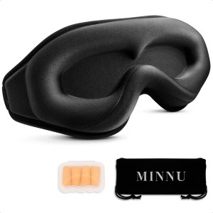 MINNU アイマスク 睡眠用 3D立体型 目隠し 安眠 遮光率99.99％ 通気性 圧迫感なし 柔らかい シルク質感 低反発素材 サイズ調整可能