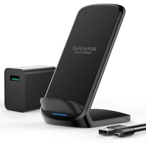 NANAMI ワイヤレス急速充電器 (QC3.0 急速充電器付き) 置くだけ充電器 セット 7.5W/10W/15W iPhone 15/14/13