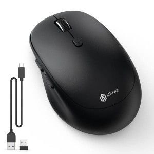 iClever ワイヤレスマウス デュアルモード 無線マウス Bluetooth type-C充電式 マウス 2.4GHz 静音 7鍵ボタン 800