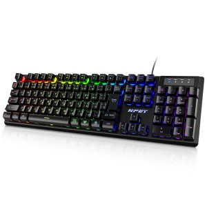 NPET ゲーミングキーボード RGB 有線 バックライト 防水 usb 26キー防衝突 キーボード 静音 角度調節可能 LED 日本正品 K10