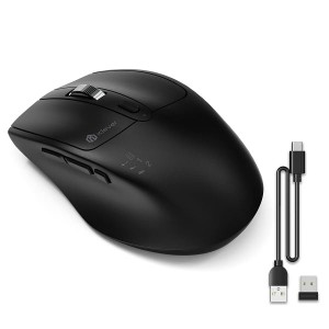 iClever ワイヤレスマウス 無線マウス bluetooth マウス 無線 Type-C充電式 マウス 静音 デュアルモード マルチペアリング