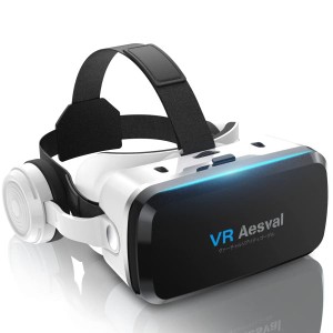 【令和5年bluetooth 版】 Aesval VRゴーグル VRヘッドセット VRヘッドマウントディスプレイ ヘッドホン付き ピント調節可5.5