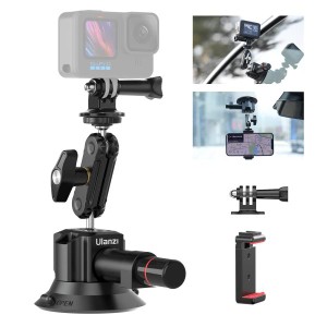 Ulanzi SC-01 吸盤マウント 車載マウント GoPro Insta360 DJI カメラ用 360°回転 アルミ合金製 車載ホルダー 車載