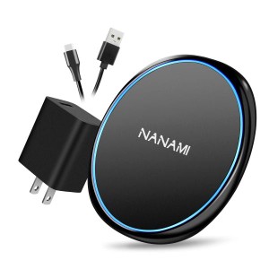 NANAMI ワイヤレス充電器 (QC3.0 急速充電器付き) 置くだけ充電器 セット 7.5W/10W/15W iPhone 15/14/13/1