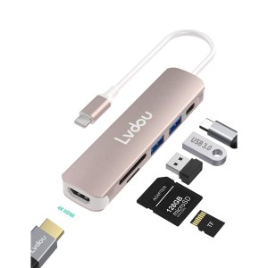 USB C ハブ 6-in-1 Lvdou USB ハブ Type-C 85W PD充電 4K HDMI USB3.0 Micro SD/SDカード