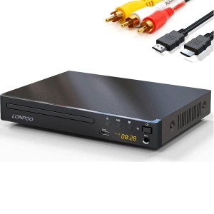 LONPOO DVDプレーヤー リージョンフリー HDMI/AV出力1080P CPRM再生可能 USB2.0入力 カラオケ用マイクジャック LED