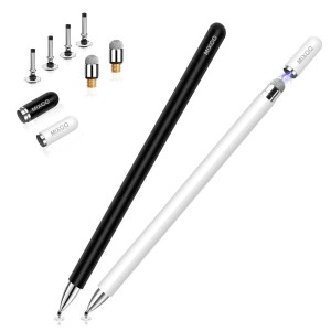 Mixoo スタイラスペン タッチペン 2本セット黒/白 2Wayモデル 交換式 ペン先6個 ipad iphone Android対応