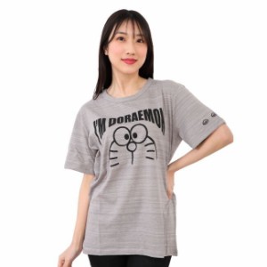 Im Doraemon ネップ 杢ボーダー 半袖 Tシャツ ドラえもん フチなしの顔 大人用 男女兼用 送料無料