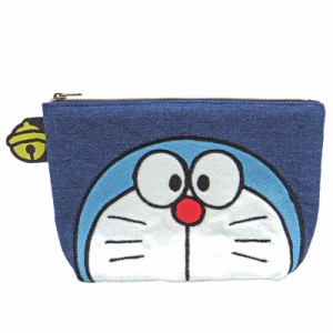 ドラえもんグッズ フェイスポーチ マチあり Denim 小物入れ 鞄 ファスナー付き ImDoraemon フェイス キャラクター