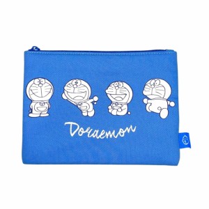 ドラえもんグッズ コットンポーチ ペンポーチ コスメポーチ マチ無し ファスナー付き Doraemon ブルー BL いっぱい キャラクター SHF1095