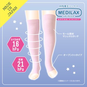 MEDILAX レディースソックス 段階着圧ソックス おやすみタイプ もこもこ 暖か 日本製 メディラックス 靴下 送料無料