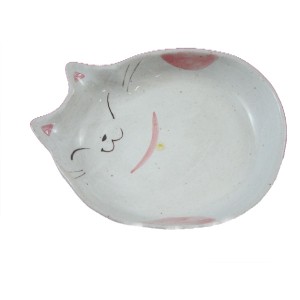 貝沼産業 瀬戸焼 猫用 食器 餌皿 猫の耳 赤 4960222562280 #w-147835