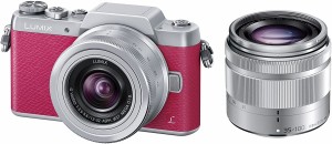 パナソニック ミラーレス Panasonic LUMIX DMC-GF7 ダブルズームレンズキット ピンク 中古 Wi-Fi搭載 新品SDカード付き 届いてすぐに使え