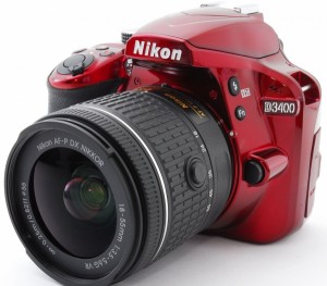 ニコン デジタル一眼 Nikon D3400 レンズキット レッド 中古 Bluetooth搭載 新品SDカード付き 届いてすぐに使える
