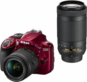 ニコン デジタル一眼 Nikon D3400 ダブルズーム レッド 中古 Bluetooth搭載 新品SDカード付き 届いてすぐに使える