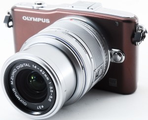 オリンパス ミラーレス OLYMPUS PEN mini E-PM1 レンズキット ブラウン スマホに送れる 中古 Wi-Fi機能SDカード付き