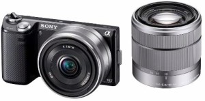 ソニー ミラーレス SONY α NEX-5N ダブルレンズキット ブラック 中古 新品SDカード付き 届いてすぐに使える