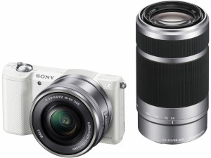 ソニー ミラーレス SONY α5000 ダブルズームレンズキット ホワイト ILCE-5000Y Wi-Fi搭載 中古