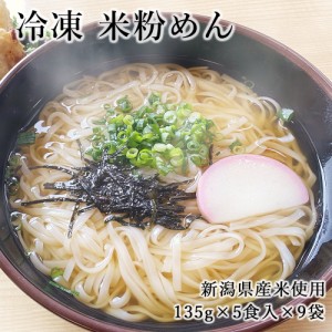 冷凍うどん 業務用 米粉めん 平麺 3mmタイプ 135g×5食入×9袋 米粉麺 新潟県産米 お米の麺 箱買い