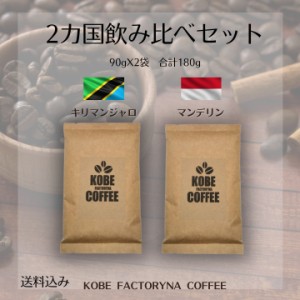 マンデリン to キリマンジャロ 2ヶ国 お試し セット コーヒー豆 送料無料 コーヒー 自家焙煎 贈答 プレゼント