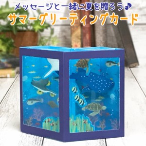 グリーティングカード 多目的 夏 サマー 水族館大水槽 SAR-825-065 ホールマーク 多用途 夏カード サマーカード 飛び出す 立体カード