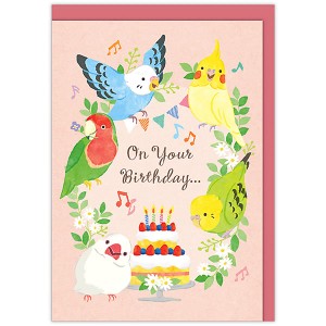 バースデーカード 二つ折りメロディーカード インコ EAO-826-284 ホールマーク 立体カード Birthday Card グリーティングカード お誕生お