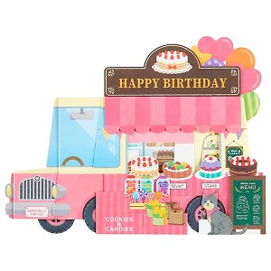 バースデーカード 立体カード ケーキ屋移動販売車 L1019 サンリオ Birthday Card グリーティングカード お誕生お祝い