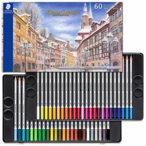 STAEDTLER ステッドラー カラト アクェレル水彩色鉛筆 60色セット ウィンターパッケージ 125M60W22 ドイツ・ニュルンベルクの風景のパッ