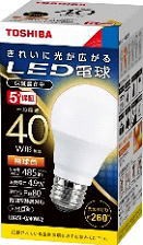 (10個セット・送料無料)LED電球・電球形 E26口金 一般電球形 全方向タイプ 白熱電球40W形相当 電球色 東芝ライテック LDA5L-G/40W-2