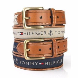 メンズベルト 人気ブランド トミーヒルフィガー TOMMY HILFIGER ブラウン色 本革 ロゴ カジュアルベルト 38mm USA直輸入モデル トラッド 