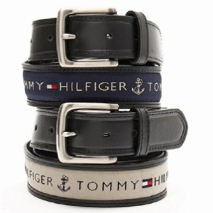 メンズベルト 人気ブランド トミーヒルフィガー TOMMY HILFIGER ブラック色 本革 ロゴ カジュアルベルト 38mm USA直輸入モデル トラッド 