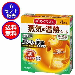 花王 めぐりズム 蒸気の温熱シート 肌に直接貼るタイプ ［4枚入×6箱 合計24枚］まとめ買い6箱セット 一般医療機器 5〜8時間持続 送料込