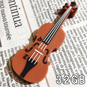 USBメモリ 32GB バイオリン 茶 楽器 フラッシュメモリー USBドライブ usbメモリ メモリ メディア 面白い 雑貨 プレゼント