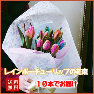 チューリップ 花束 ブーケ 【 レインボーチューリップ 花束 】 誕生日 結婚記念日 ホワイトデー ひな祭り 卒業 入学 送別 鉢植え 寄せ植