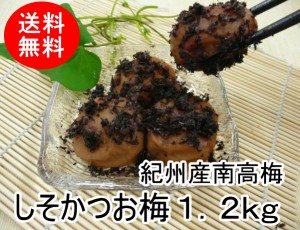 送料無料　かつお梅干し　美味しいね１．２ｋｇ（紀州産南高梅　国産かつお使用 ）