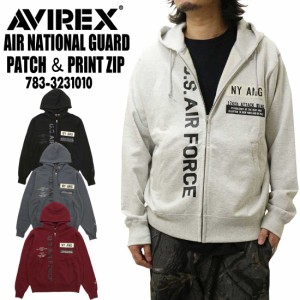 AVIREX アヴィレックス アビレックス 長袖 パーカー 783-3231010 AIR NATIONAL GUARD ロゴ プリント メンズ ミリタリー PATCH ＆ PRINT Z