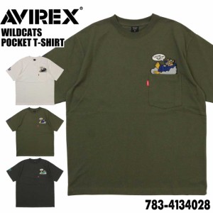 AVIREX アヴィレックス アビレックス 半袖 Tシャツ 783-4134028 ワイルドキャッツ ポケット Tシャツ クルーネック メンズ ミリタリー ロ