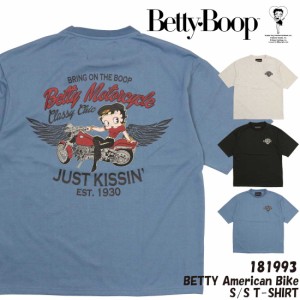メール便 発送 BettyBoop ベティー ブープ 半袖 Tシャツ 181993 アメリカン バイク ベティ 刺繍 プリント ロゴ ゆったりシルエット メン