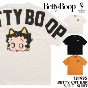 メール便 発送 BettyBoop ベティー ブープ 半袖 Tシャツ 181995 猫耳 ベティ 刺繍 プリント ロゴ ゆったりシルエット メンズ ベティちゃ