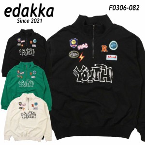 edakka 長袖 トレーナー ワッペン風 刺繍 ハーフジップ プルオーバー 裏毛トレーナー スウェット F0306-082 メンズ EDAKKA ユニセックス