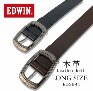 EDWIN エドウィン レザーベルト ED-3941 40mm幅 ロングサイズ 142cm 牛革 本革 ベルト バックル カット可能