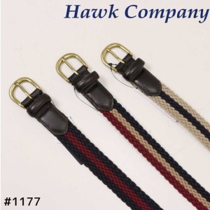 メール便 ホークカンパニー  Hawk Company ライン デザイン リラックス メッシュ ゴム ベルト レザー 男女兼用 プレゼント