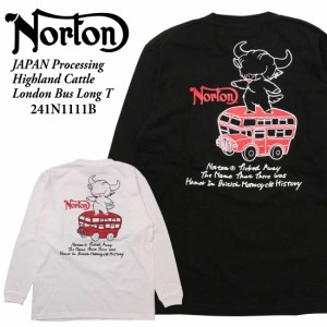 Norton ノートン 服  長袖 Tシャツ 241N1111B JAPAN加工 ハイランドキャトル ロンドンバス ロンT クルーネック アメカジ バイカー バイク