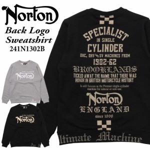 Norton ノートン 服  長袖  トレーナー 241n1302B バック ロゴ クルーネック アメカジ バイカー バイク メンズ ドッグノートン 刺繍 プリ