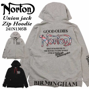 Norton ノートン 服  長袖  パーカー 241n1305B ユニオンジャック ジップパーカー アメカジ バイカー バイク メンズ アップリケ 刺繍 プ